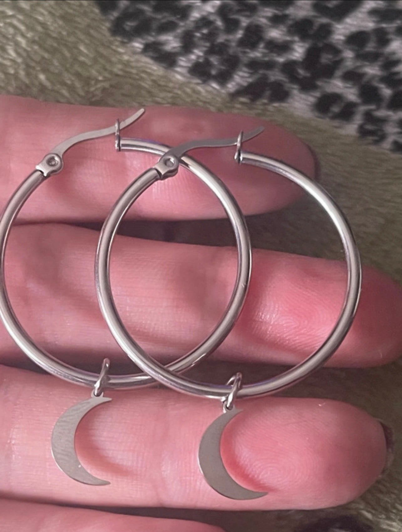 Gold Crescent Moon Hoops