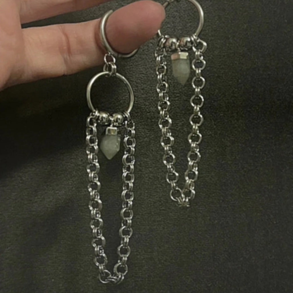 The Labradorite Relic Chainmail Hoops