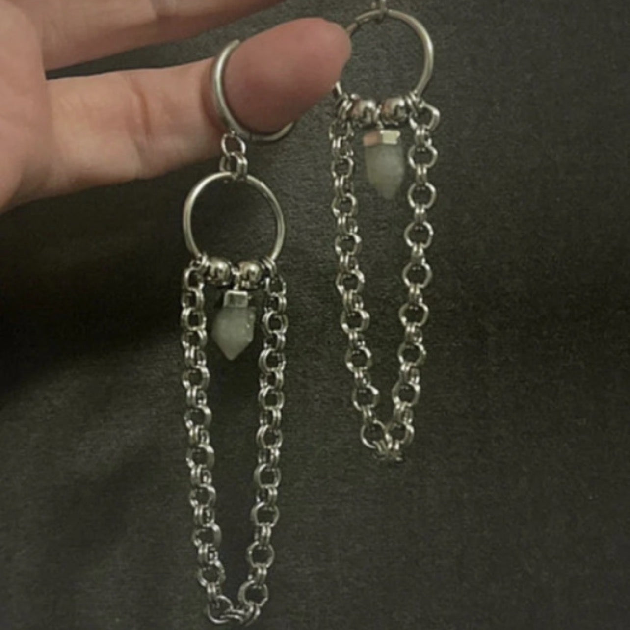 The Labradorite Relic Chainmail Hoops
