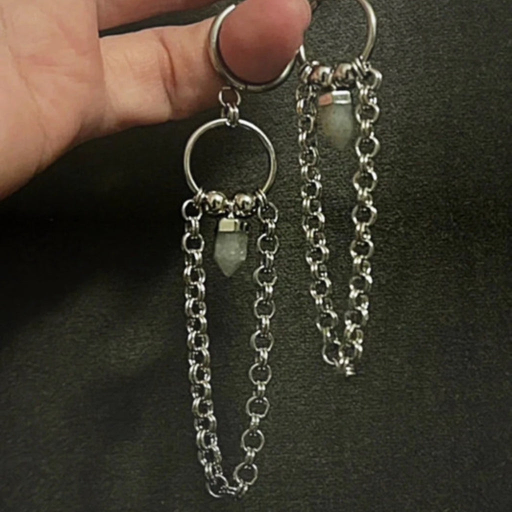 The Labradorite Relic Chainmail Hoops