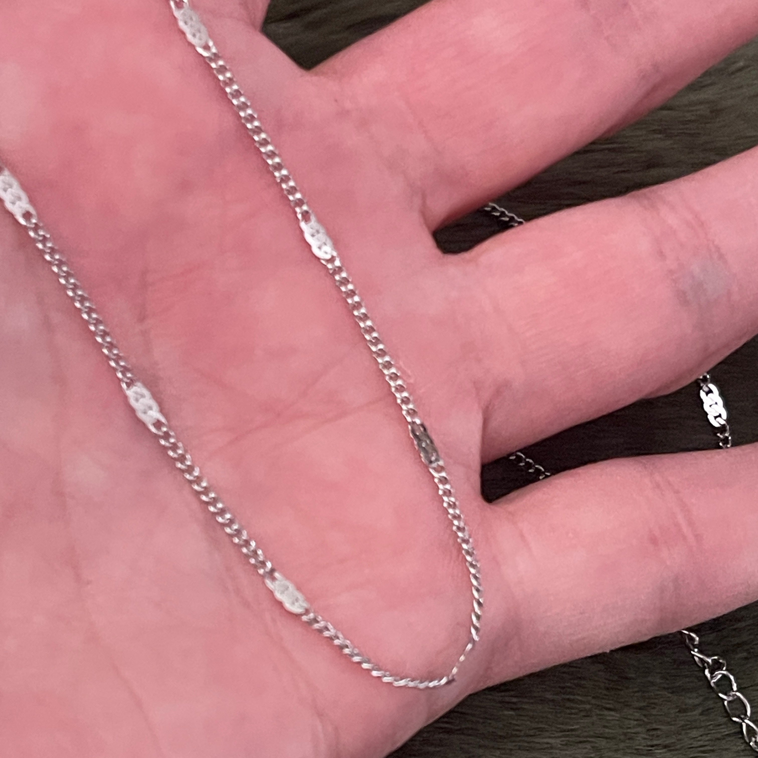 Fine Dash Shimmer Stacking Chain | Silver