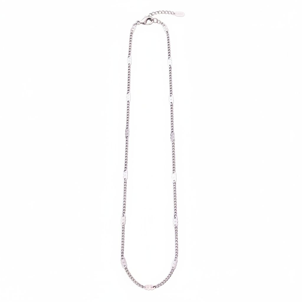 Fine Dash Shimmer Stacking Chain | Silver