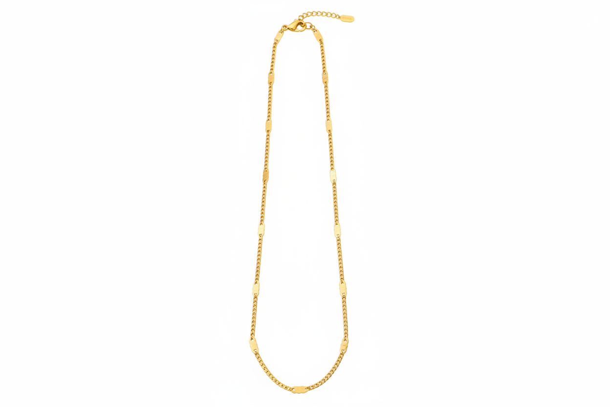 Fine Dash Shimmer Stacking Chain | Gold