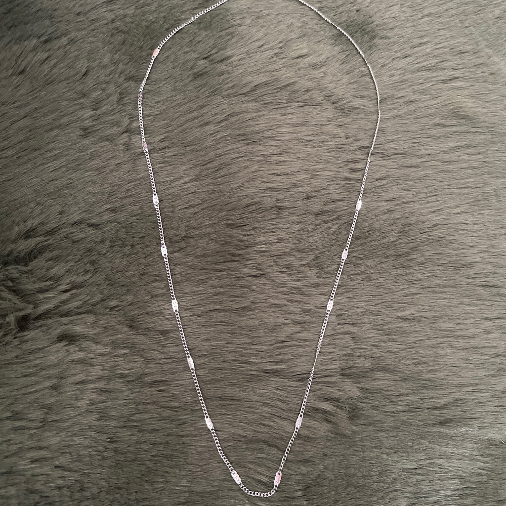 Fine Dash Shimmer Stacking Chain | Silver