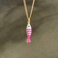 Little Splash | Tiny Enamel Fish Necklace - pink