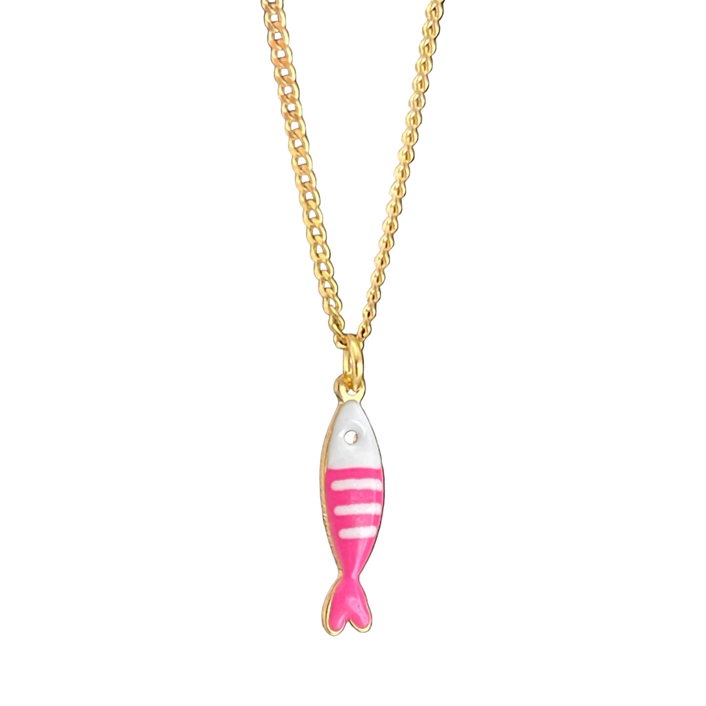 Little Splash | Tiny Enamel Fish Necklace - black