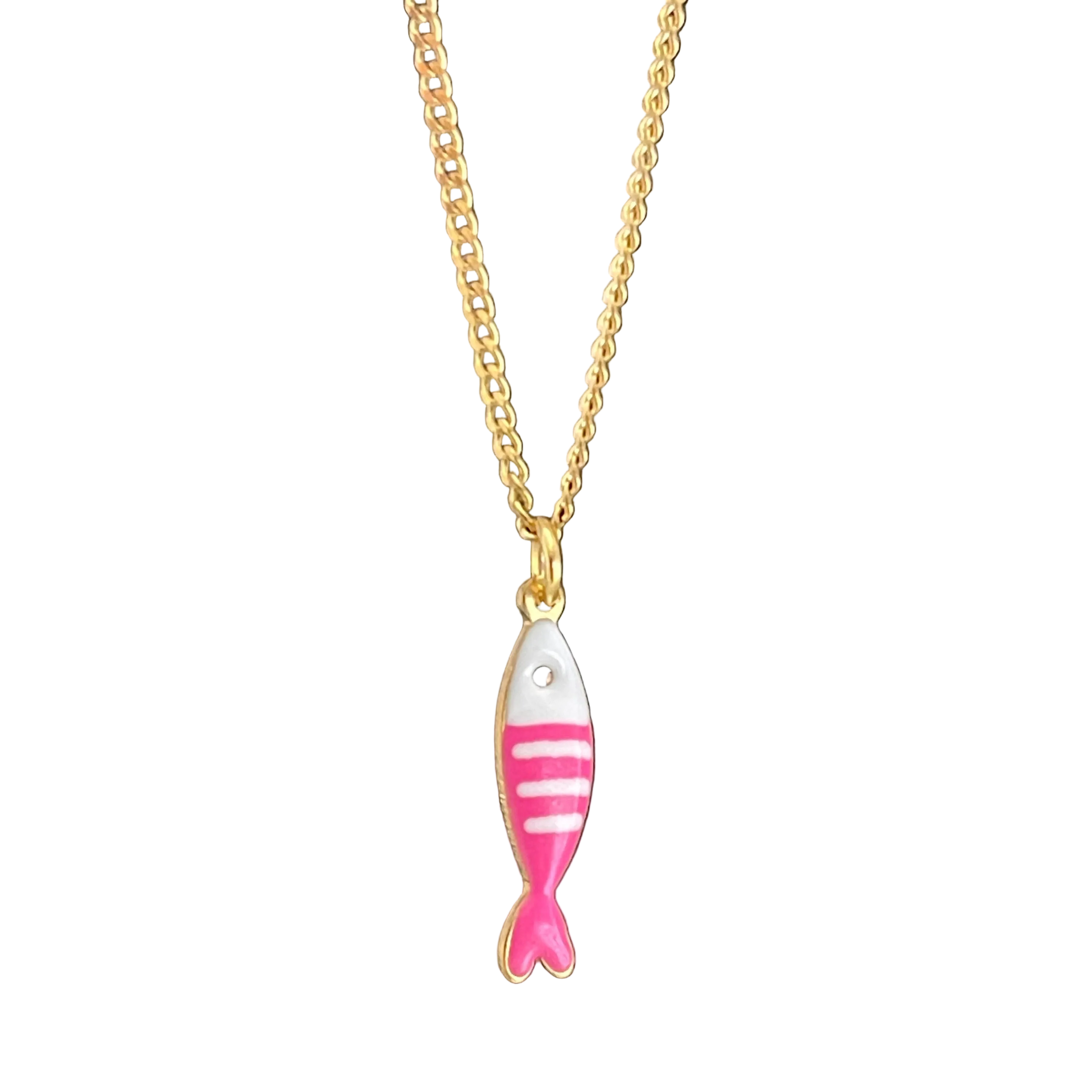 Little Splash | Tiny Enamel Fish Necklace - black