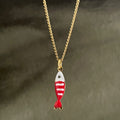 Little Splash | Tiny Enamel Fish Necklace- red