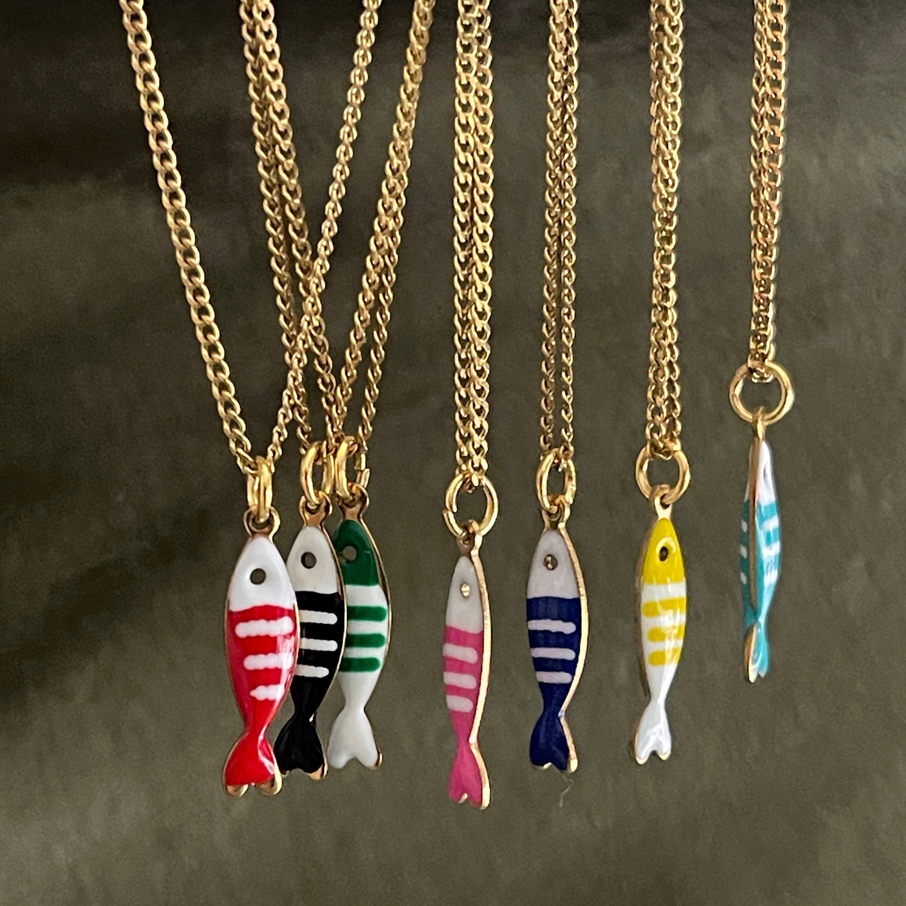 Little Splash | Tiny Enamel Fish Necklace- red