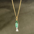 Little Splash | Tiny Enamel Fish Necklace - Green