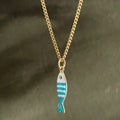 Little Splash | Tiny Enamel Fish Necklace - Turquoise