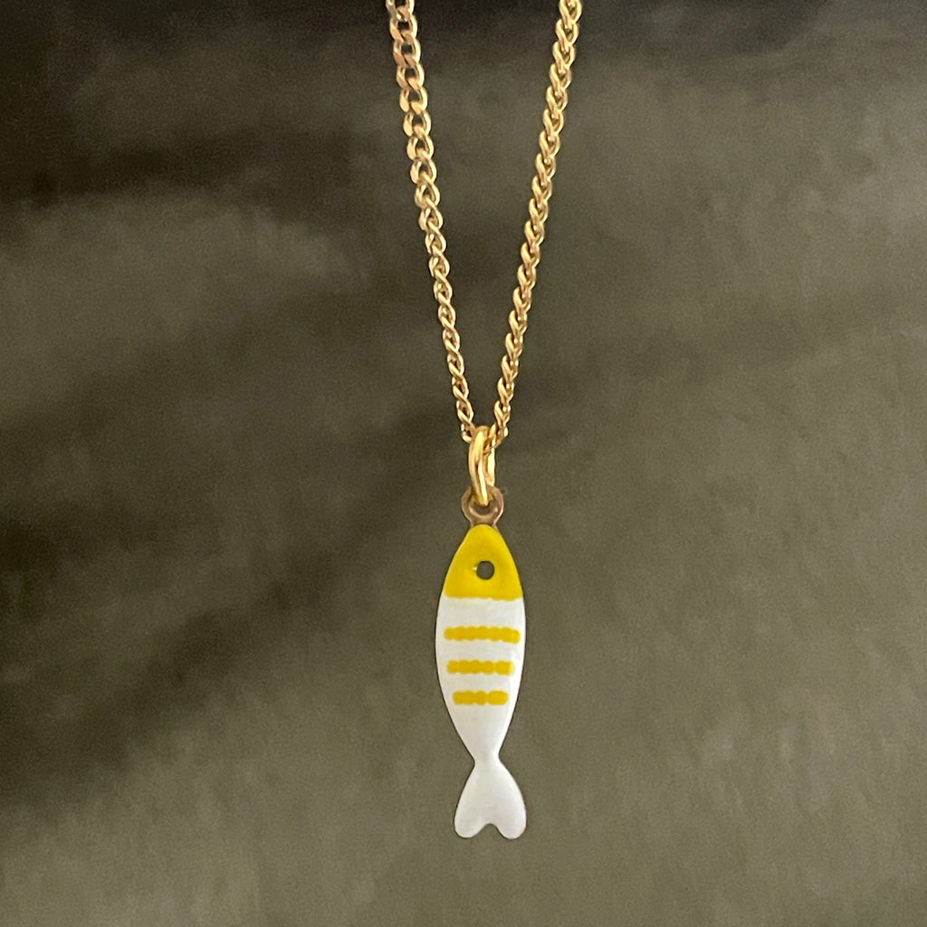 Little Splash | Tiny Enamel Fish Necklace - Yellow