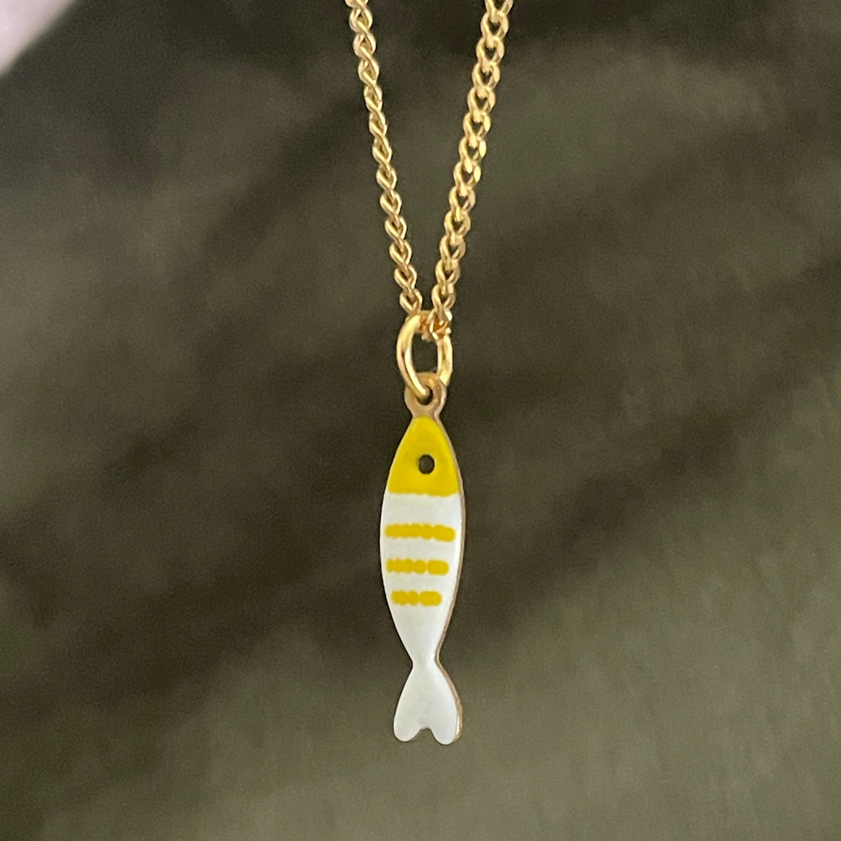 Little Splash | Tiny Enamel Fish Necklace - Yellow