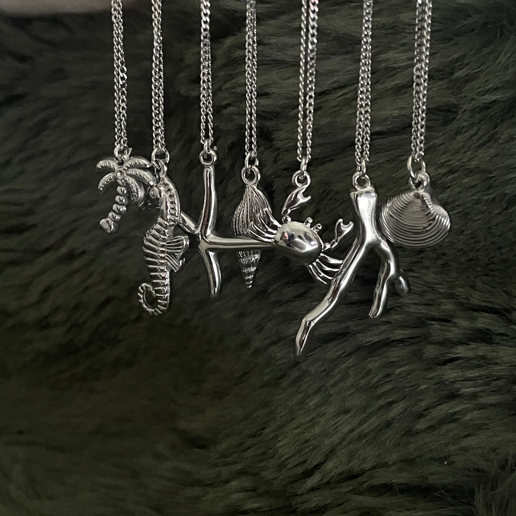 Bohemian Sea Charm Necklace | Silver