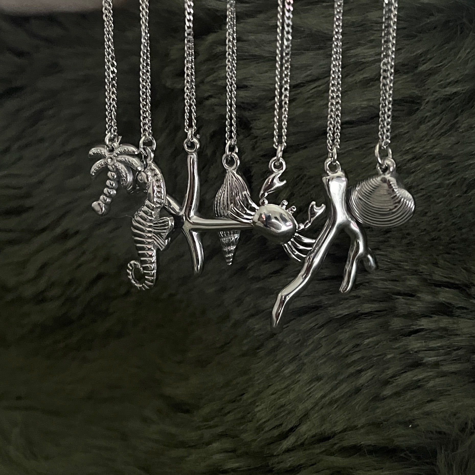 Bohemian Sea Charm Necklace | Silver