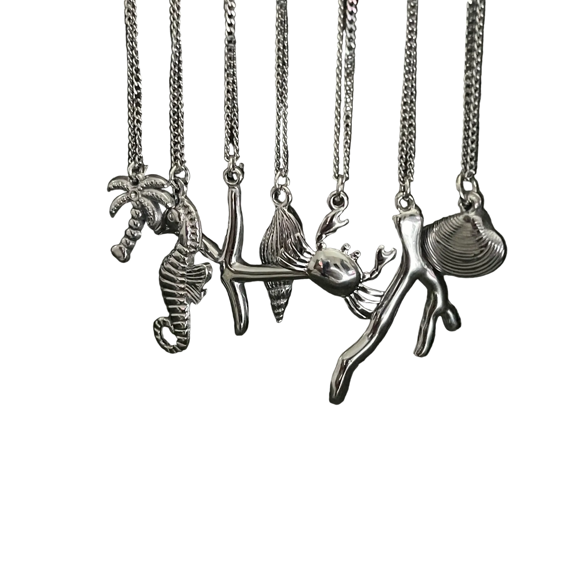 Bohemian Sea Charm Necklace | Silver