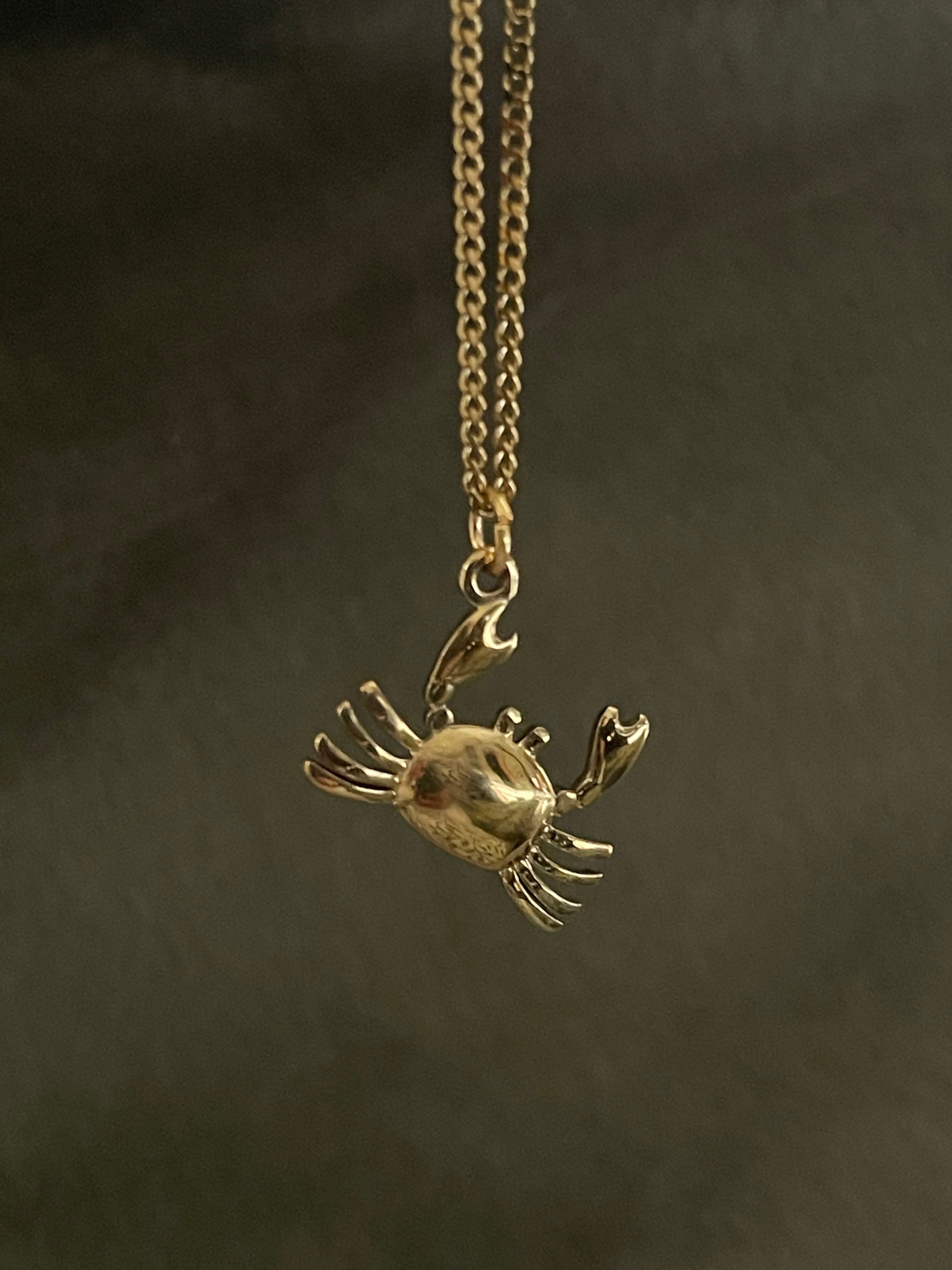 Bohemian Crab Charm Necklace | Gold