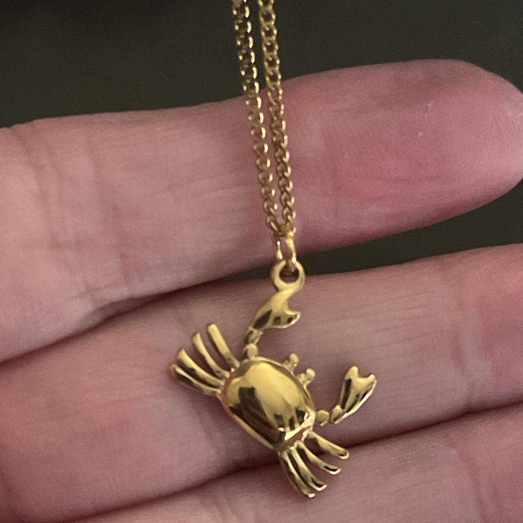 Bohemian Crab Charm Necklace | Gold