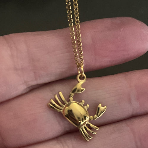 Bohemian Crab Charm Necklace | Gold