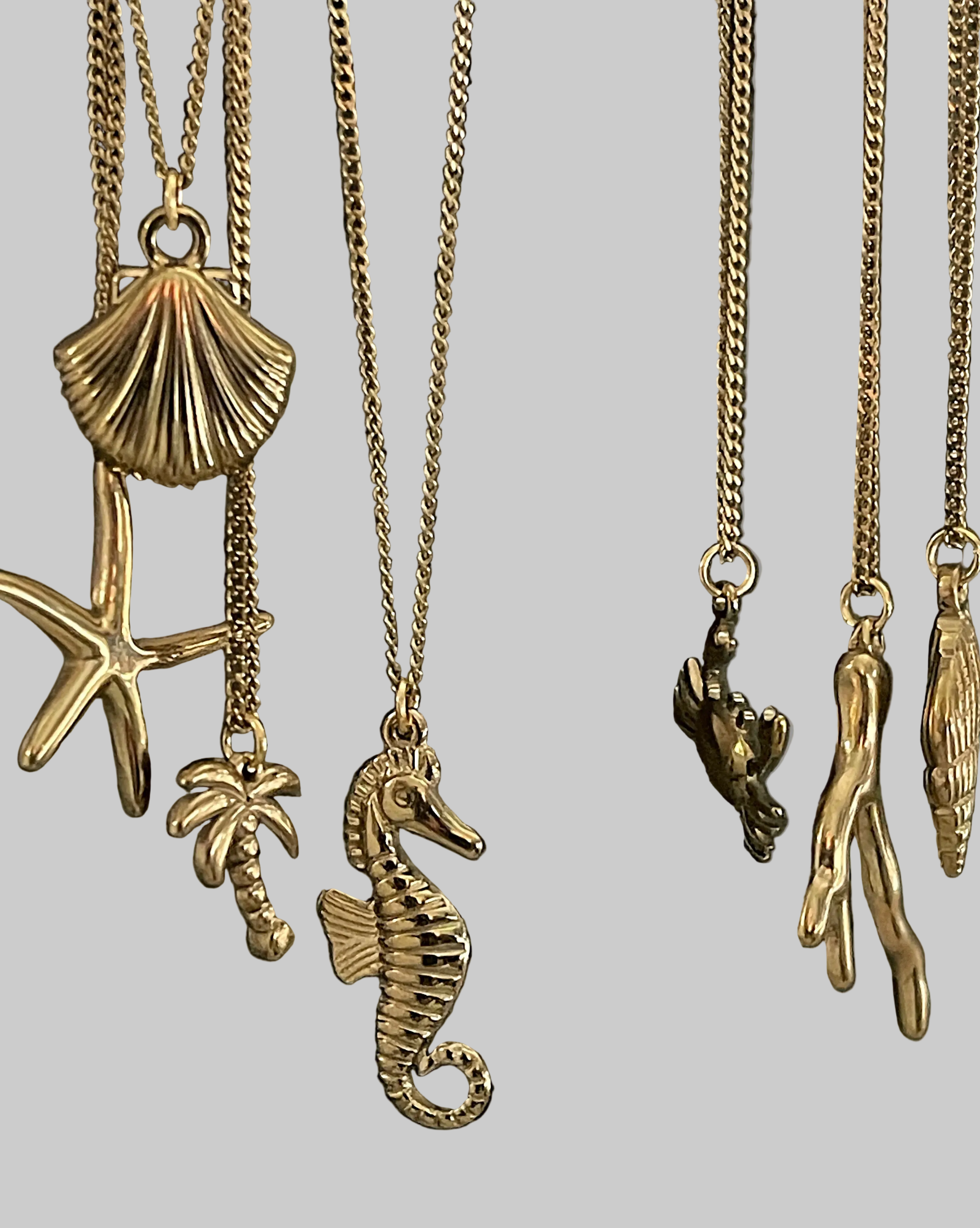 Bohemian Coral Charm Necklace | Gold