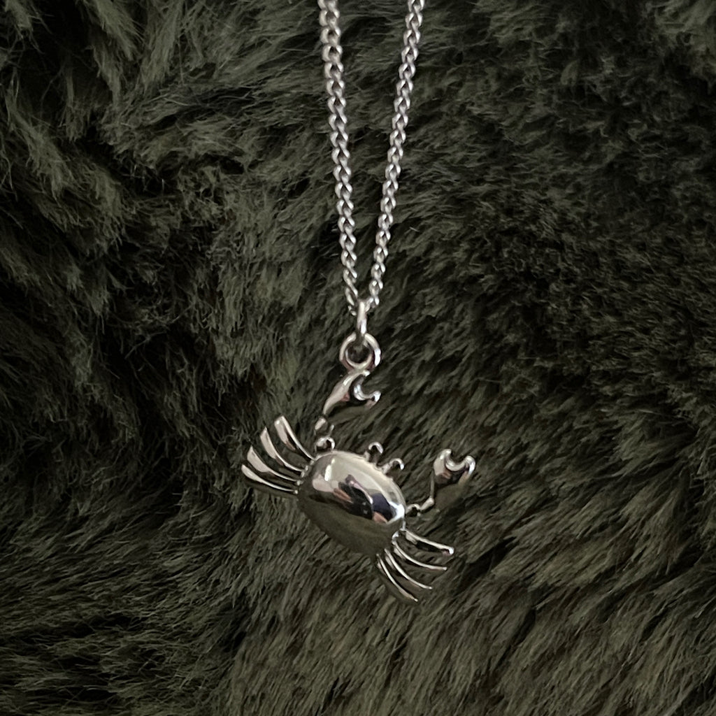 Bohemian Crab Charm Necklace | Silver