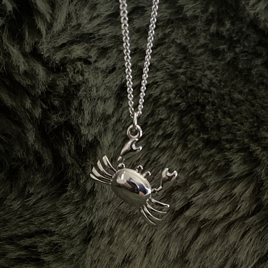 Bohemian Crab Charm Necklace | Silver