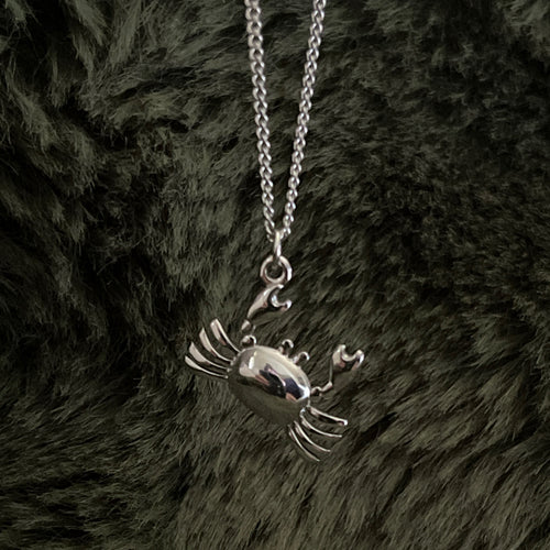 Bohemian Crab Charm Necklace | Silver