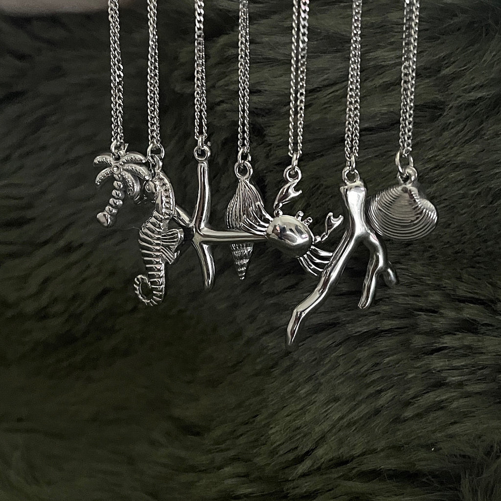Bohemian Crab Charm Necklace | Silver
