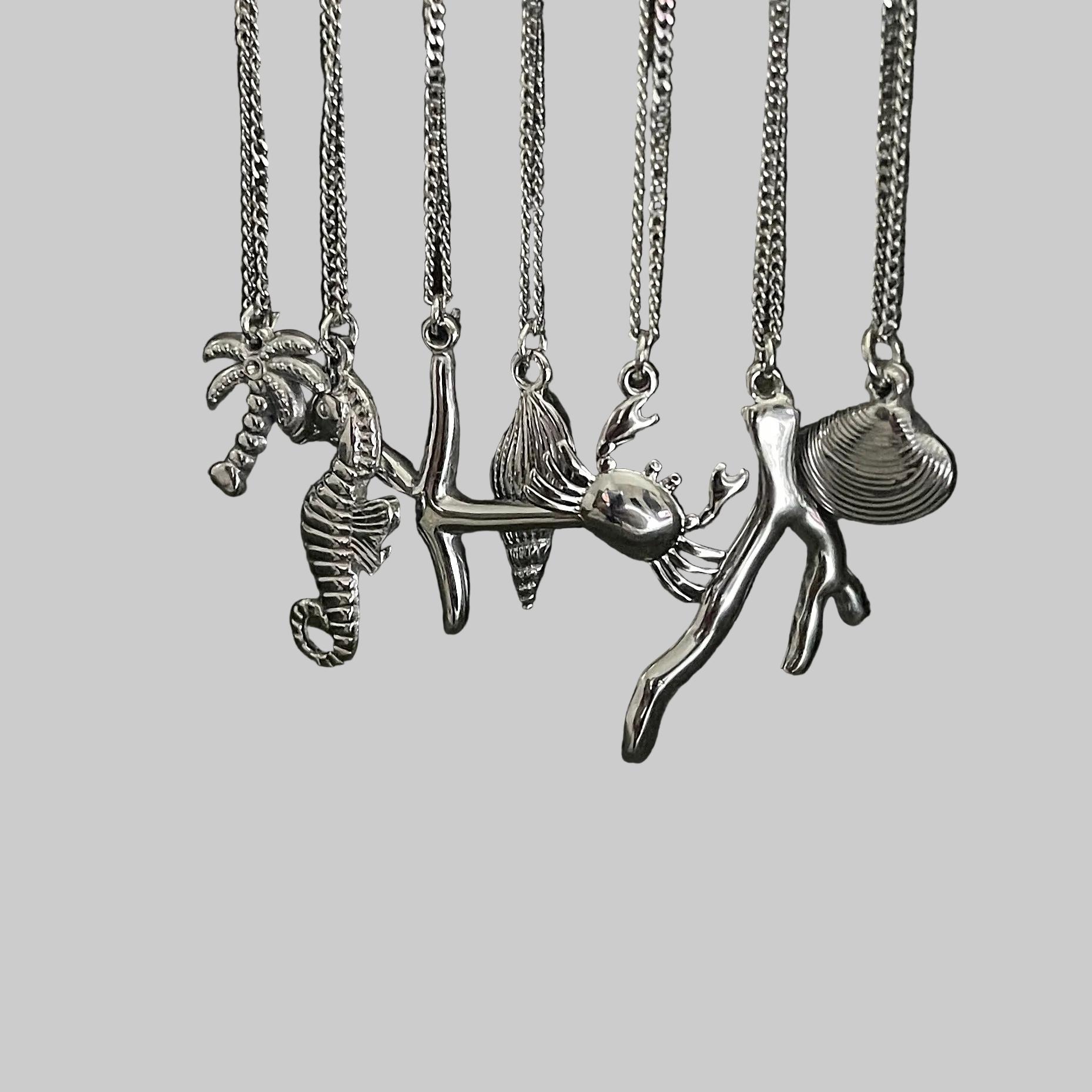 Bohemian Coral Charm Necklace | Silver
