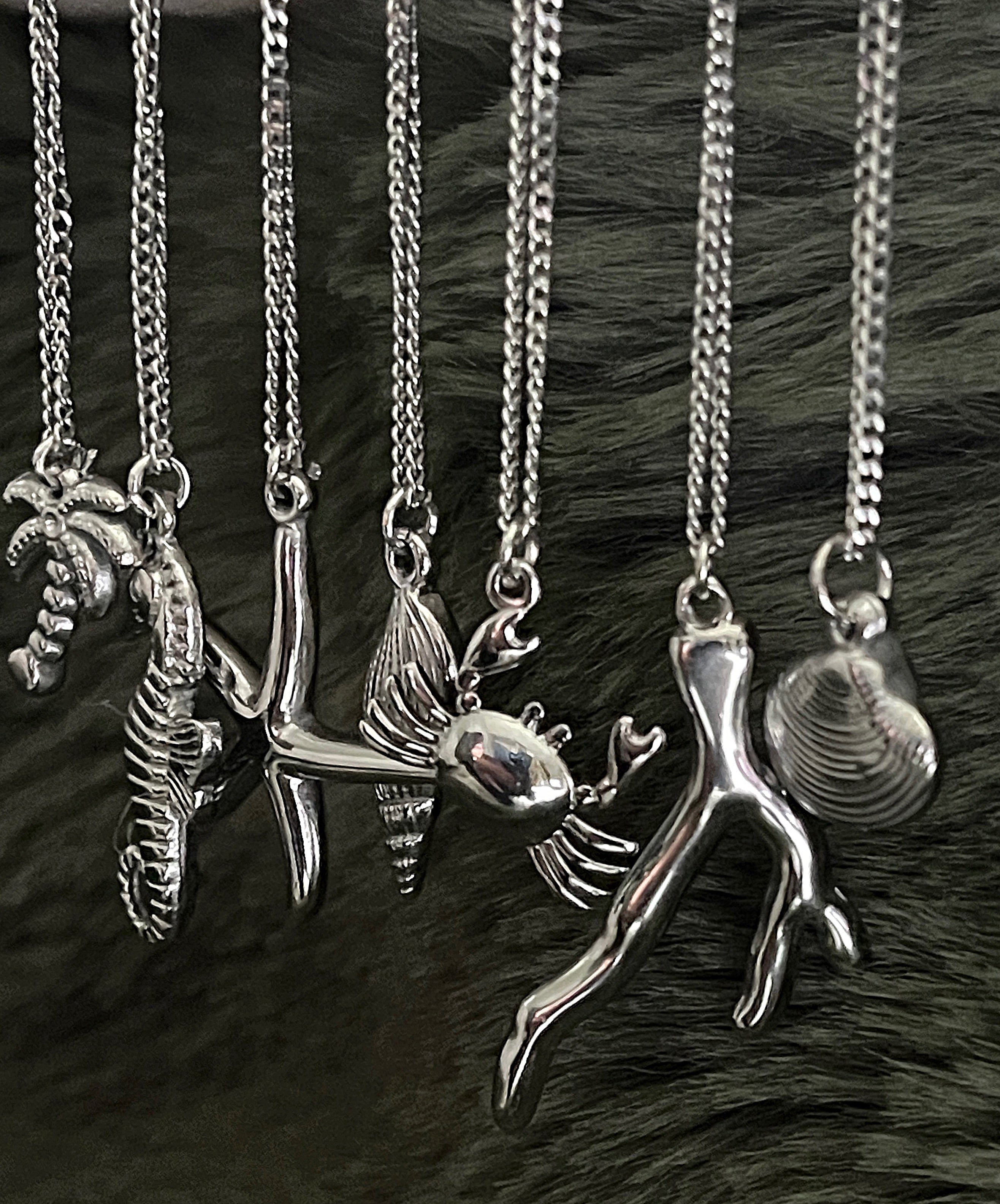 Bohemian Crab Charm Necklace | Silver