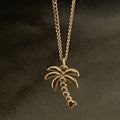 Bohemian Palm Tree Charm Necklace | Gold