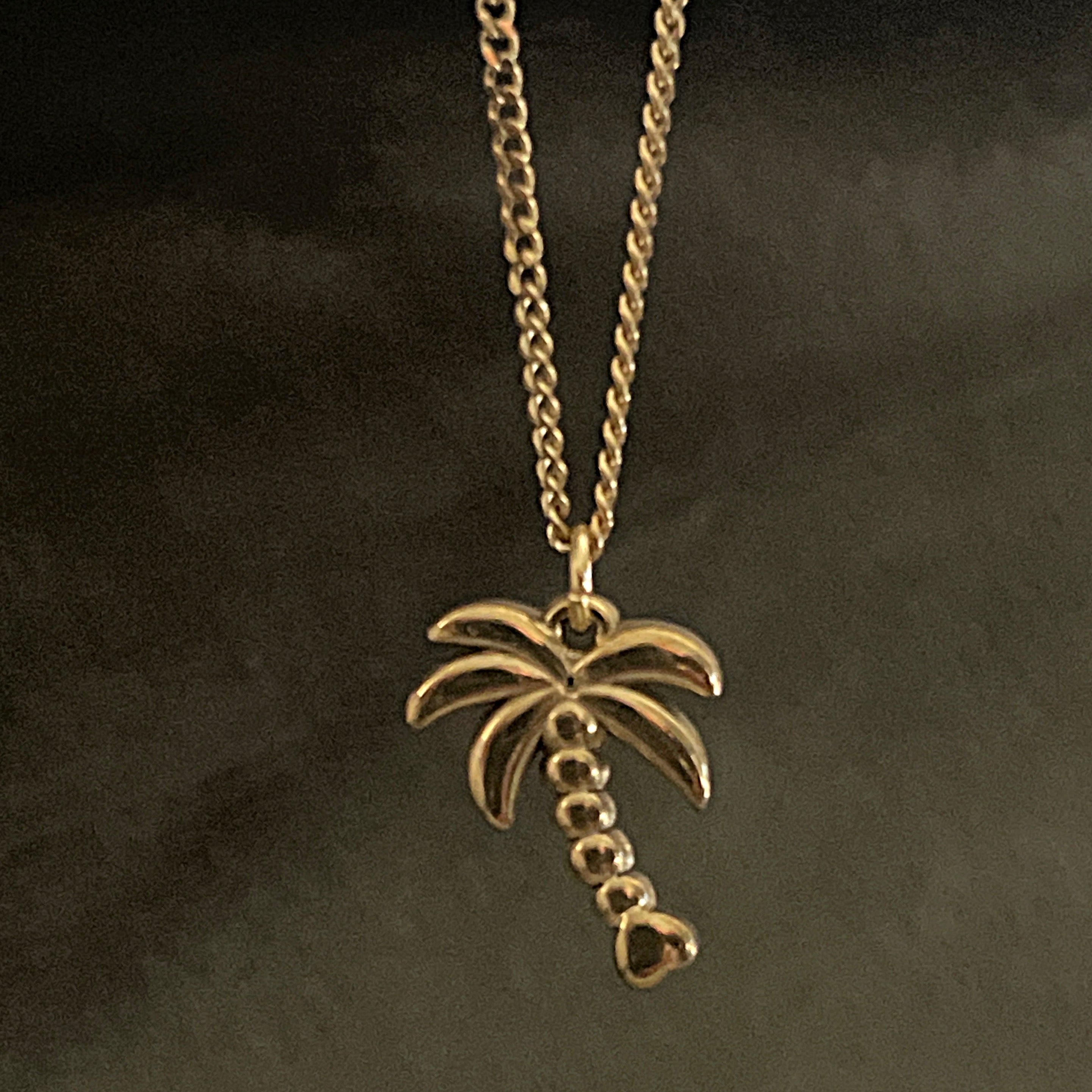 Bohemian Palm Tree Charm Necklace | Gold