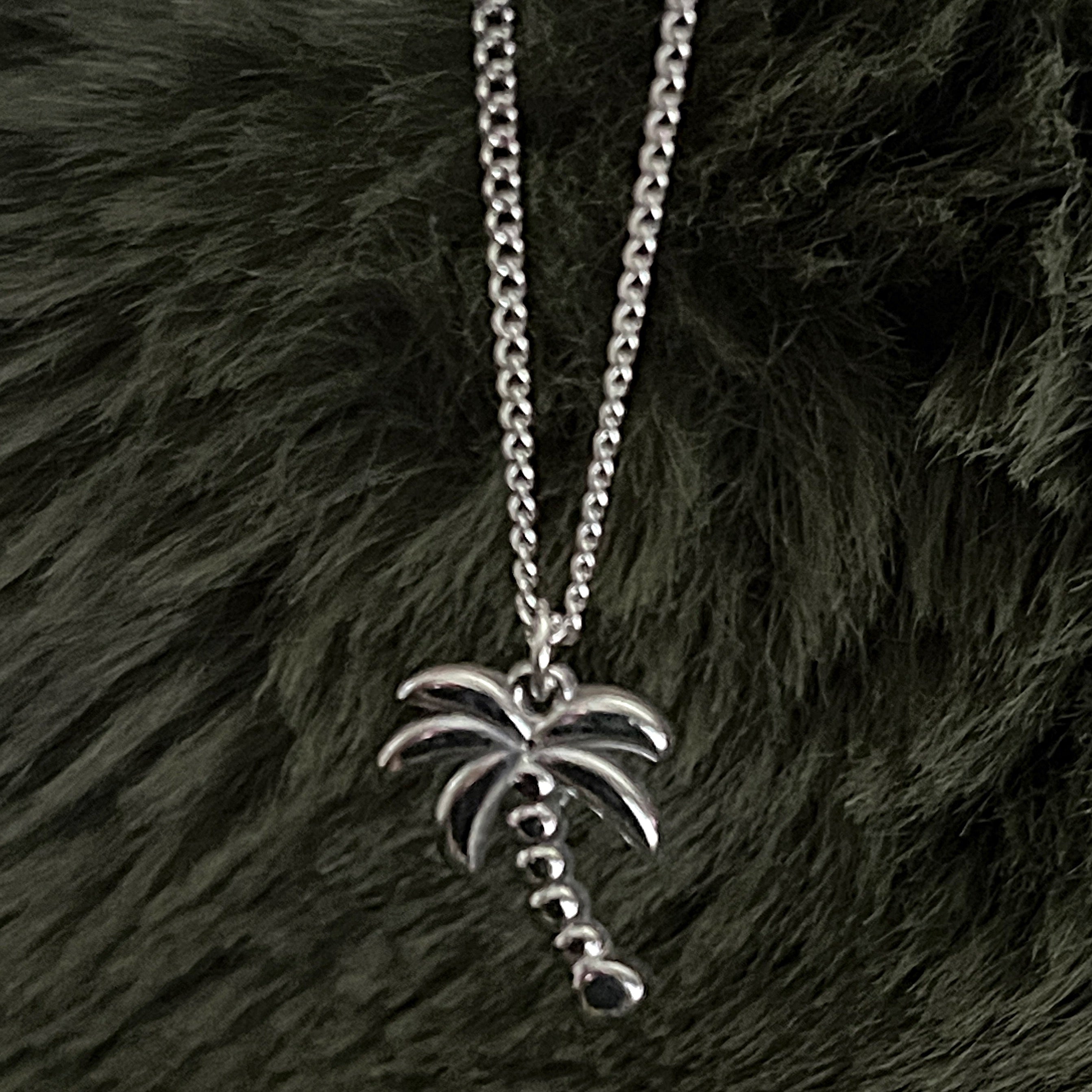 Bohemian Palm Tree Charm Necklace | Silver