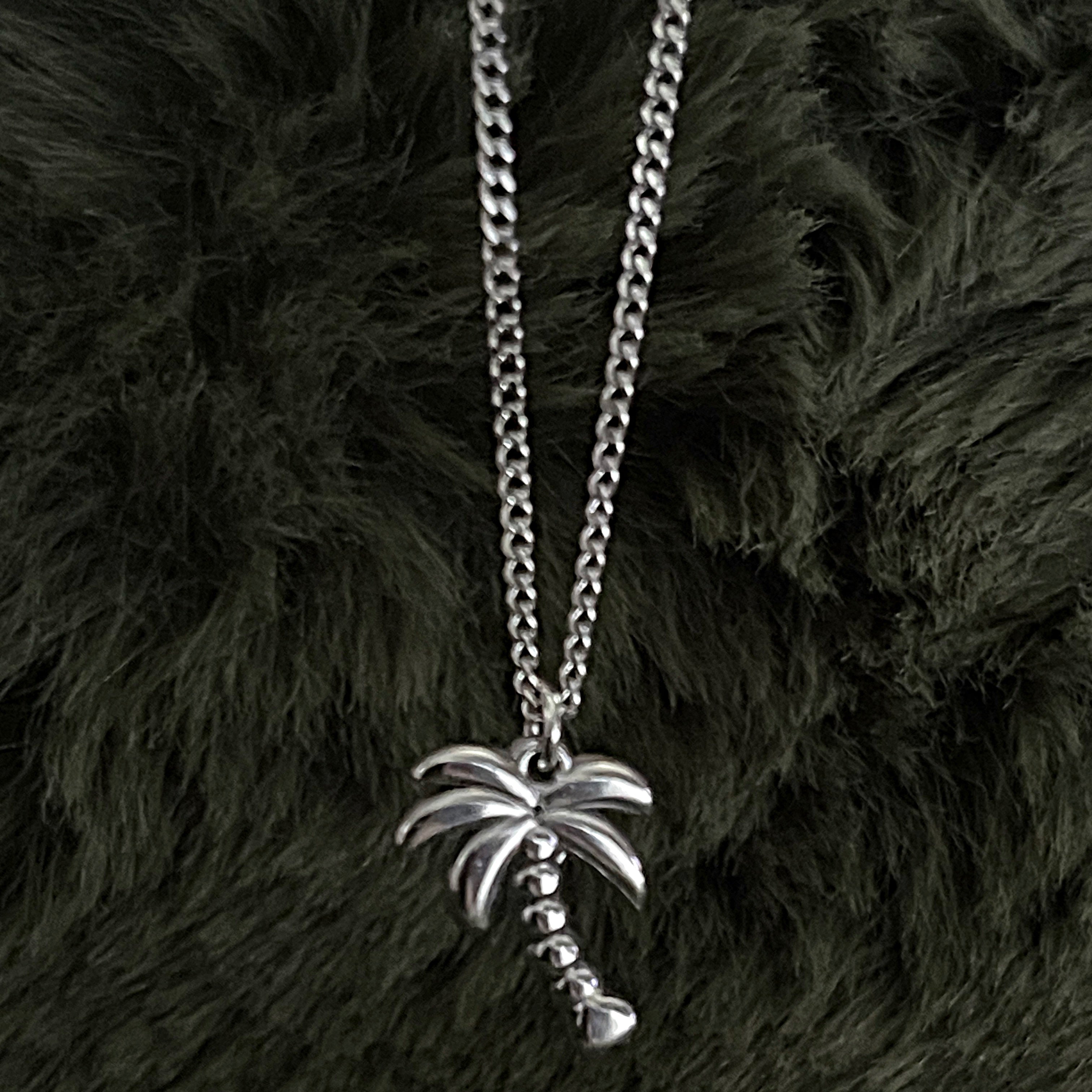 Bohemian Palm Tree Charm Necklace | Silver