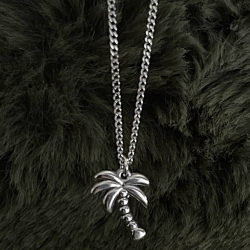 Bohemian Palm Tree Charm Necklace | Silver