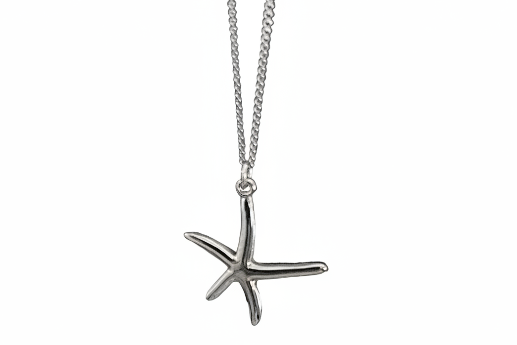Bohemian Starfish Charm Necklace | Silver