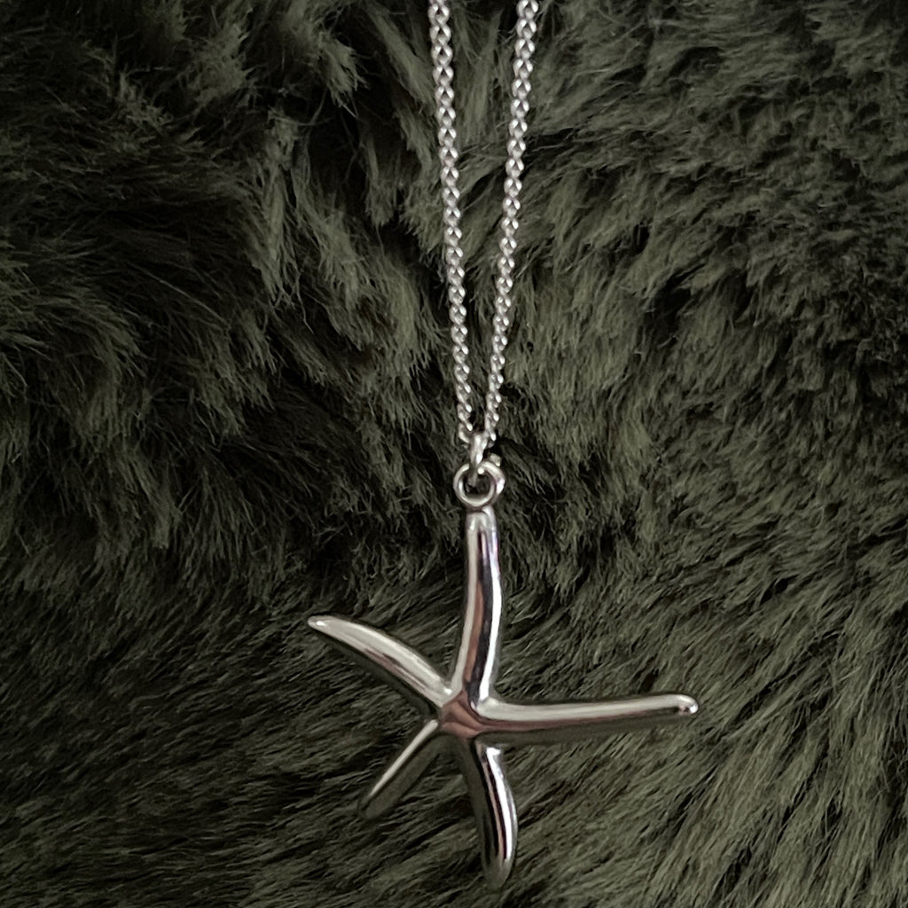 Bohemian Starfish Charm Necklace | Silver