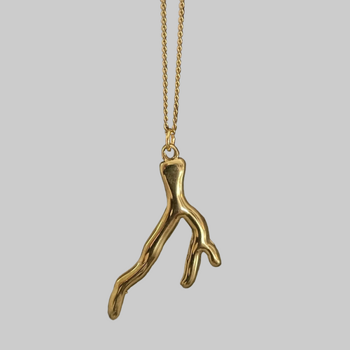 Bohemian Coral Charm Necklace | Gold