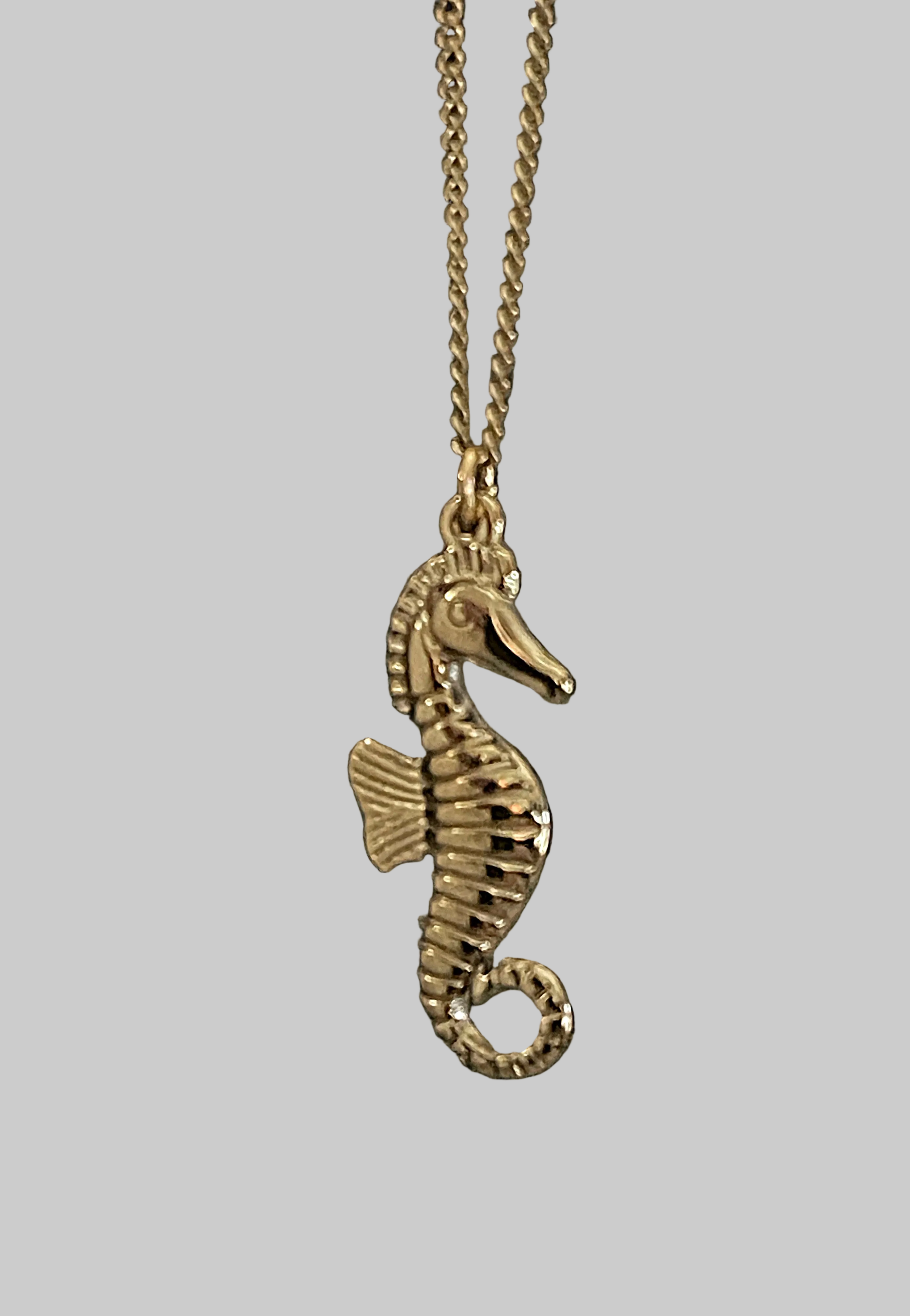 Bohemian Seahorse Charm Necklace | Gold