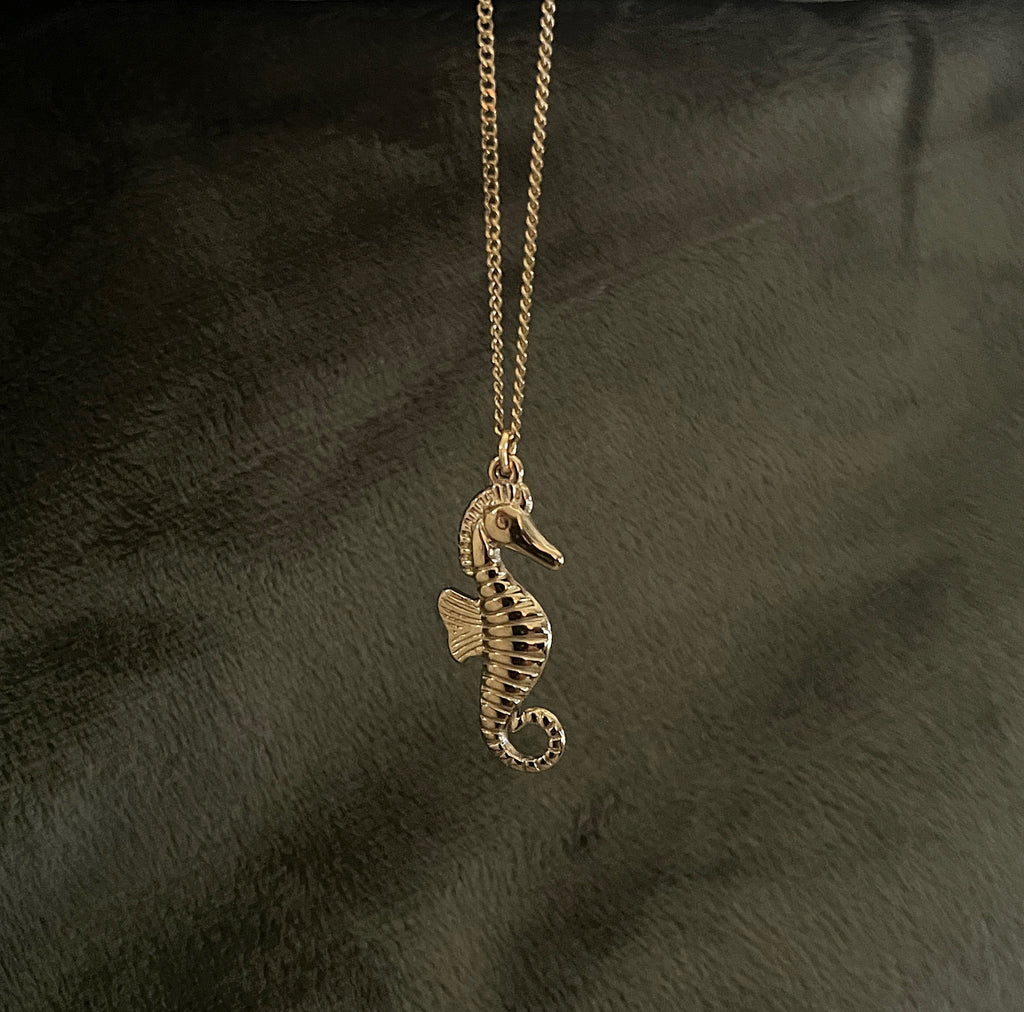 Bohemian Seahorse Charm Necklace | Gold