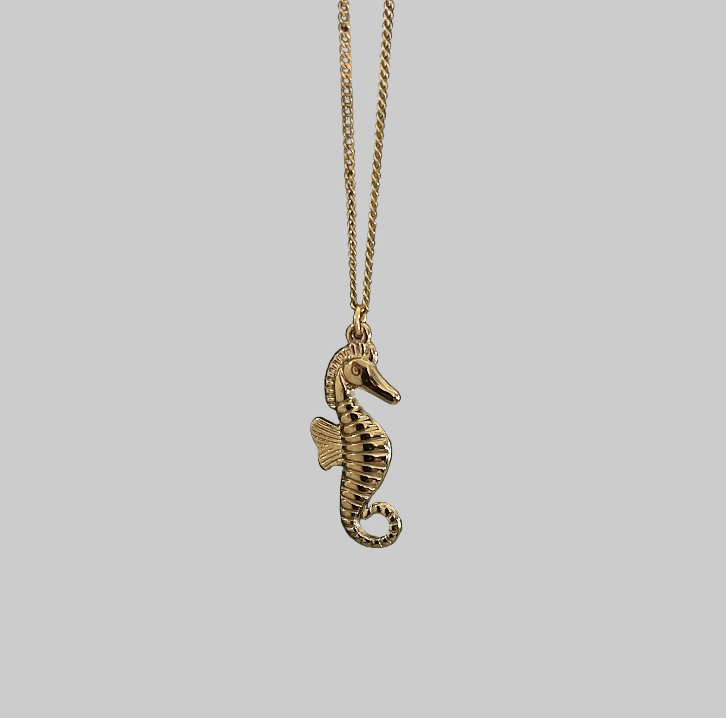 Bohemian Seahorse Charm Necklace | Gold
