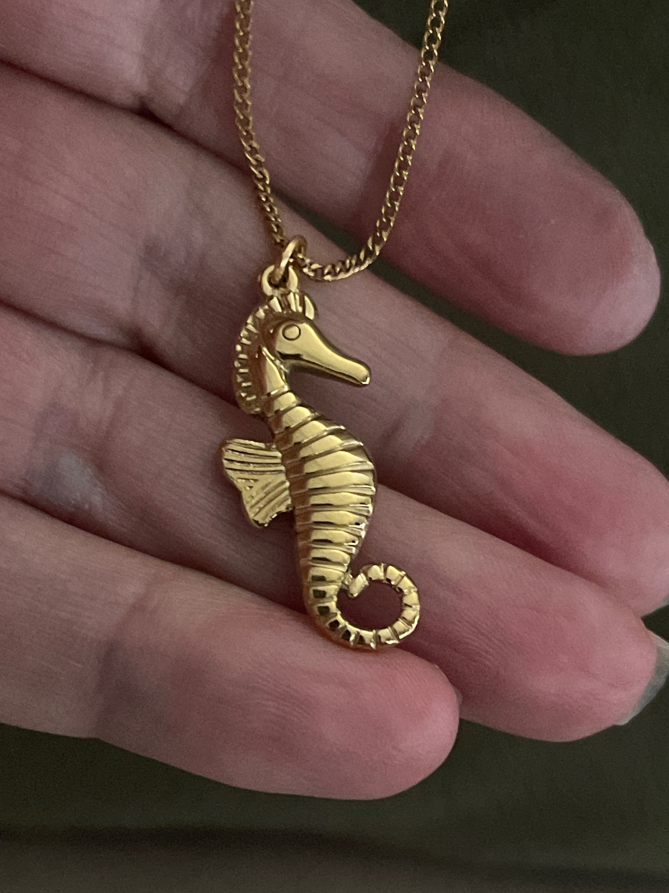 Bohemian Seahorse Charm Necklace | Gold