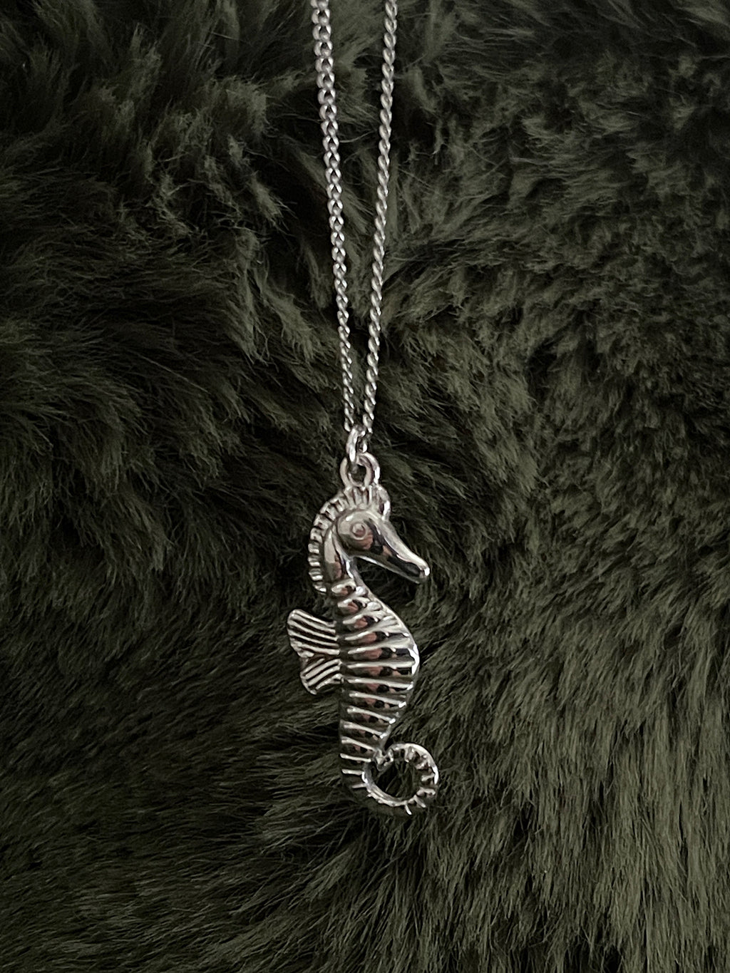 Bohemian Seahorse Charm Necklace | Silver