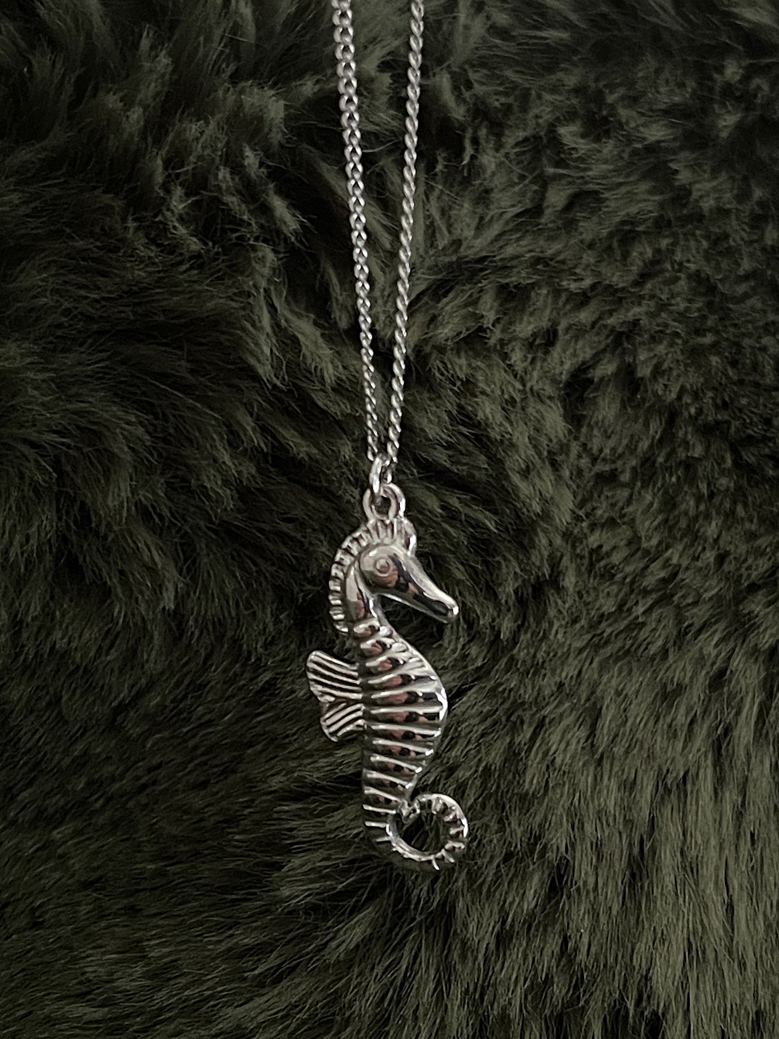 Bohemian Seahorse Charm Necklace | Silver