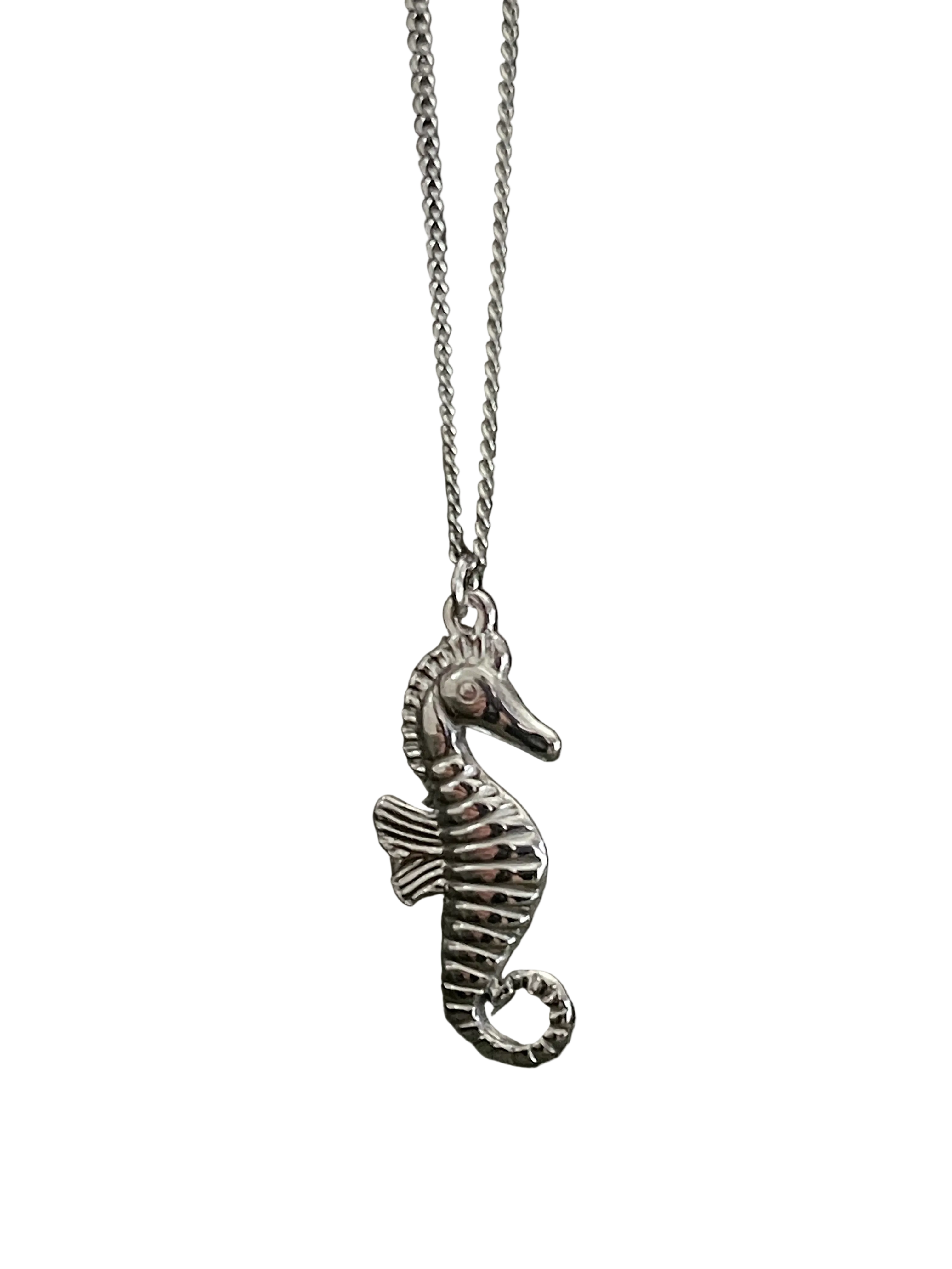 Bohemian Seahorse Charm Necklace | Silver