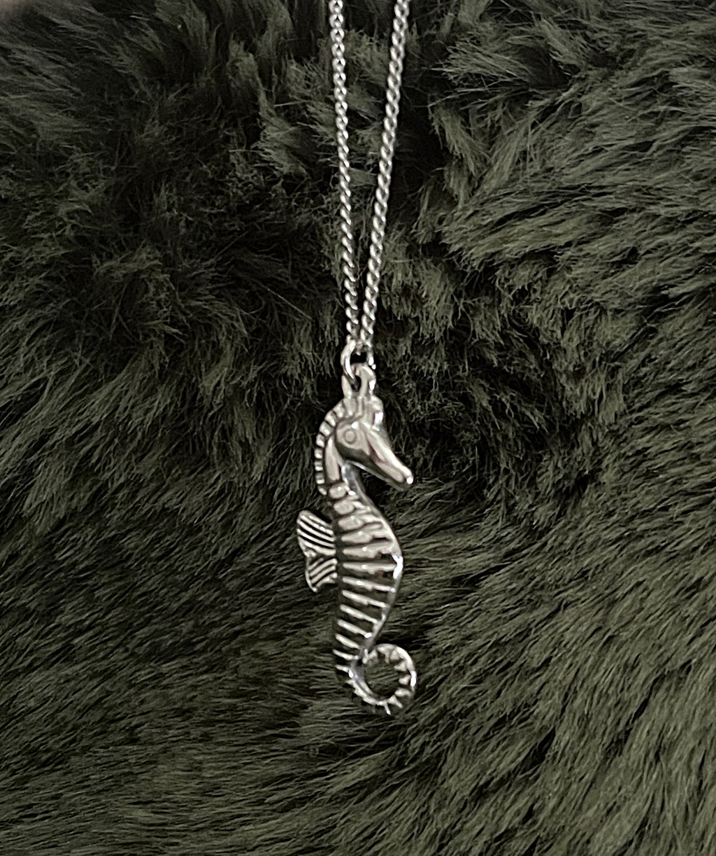 Bohemian Seahorse Charm Hoops | Silver