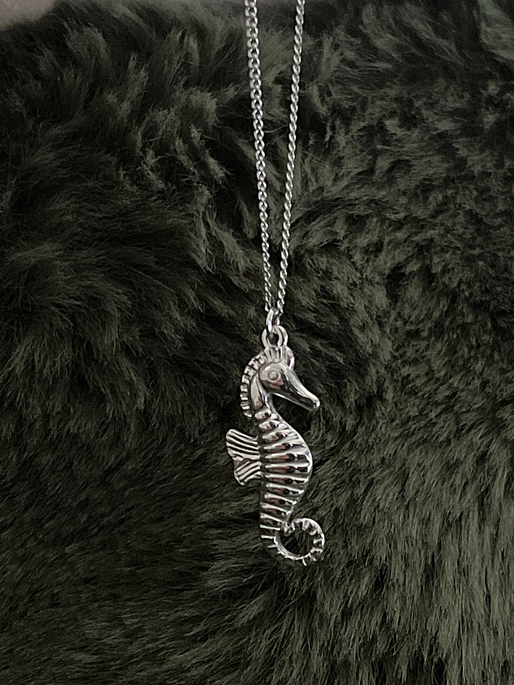 Bohemian Seahorse Charm Necklace | Silver