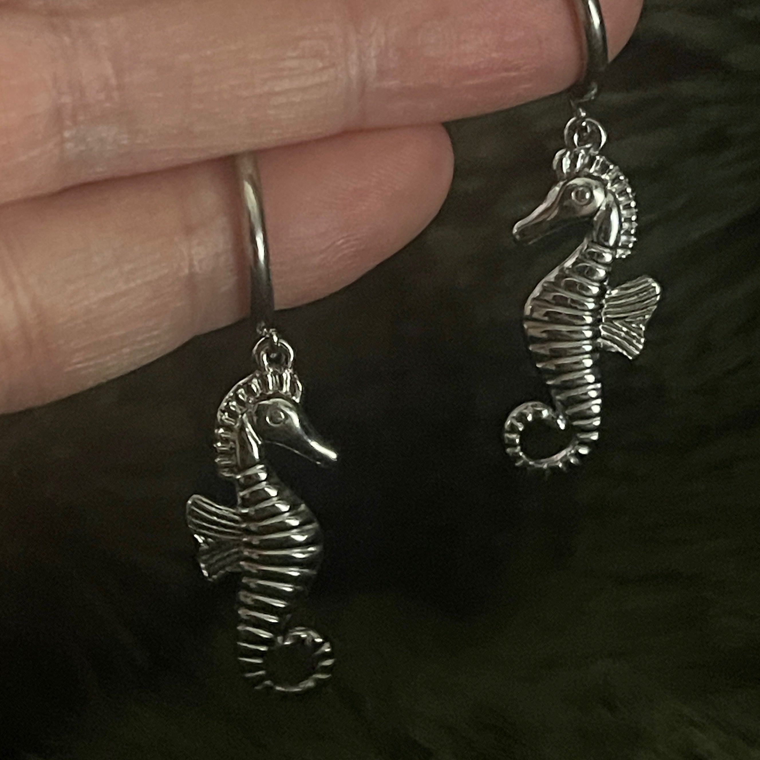 Bohemian Seahorse Charm Hoops | Silver