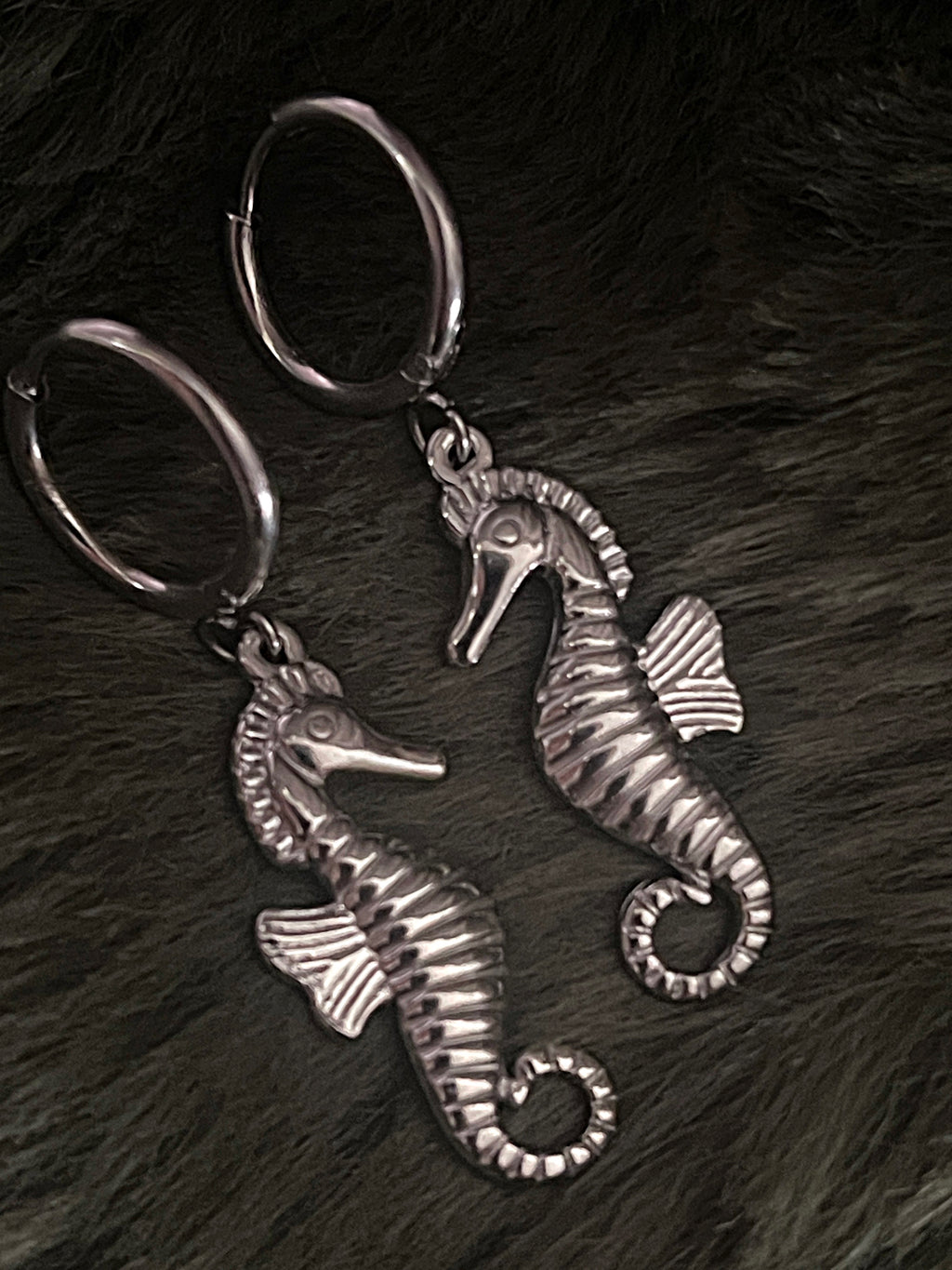 Bohemian Seahorse Charm Hoops | Silver