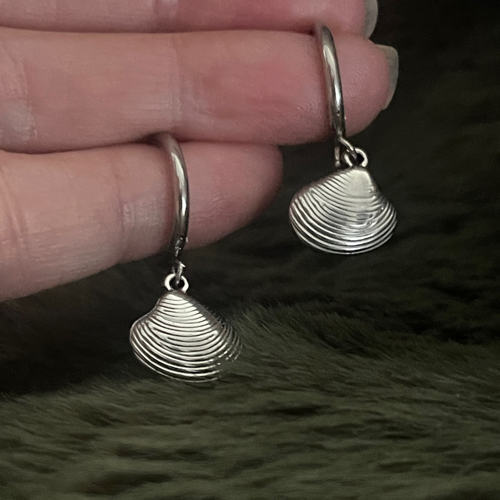 Bohemian Sea Shell Charm Hoops | Silver